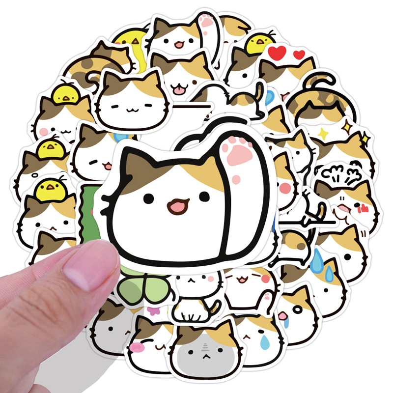 40 buah bunga lucu kain kucing stiker kartun lucu Kitty diary stiker ponsel case tangan Buku stiker