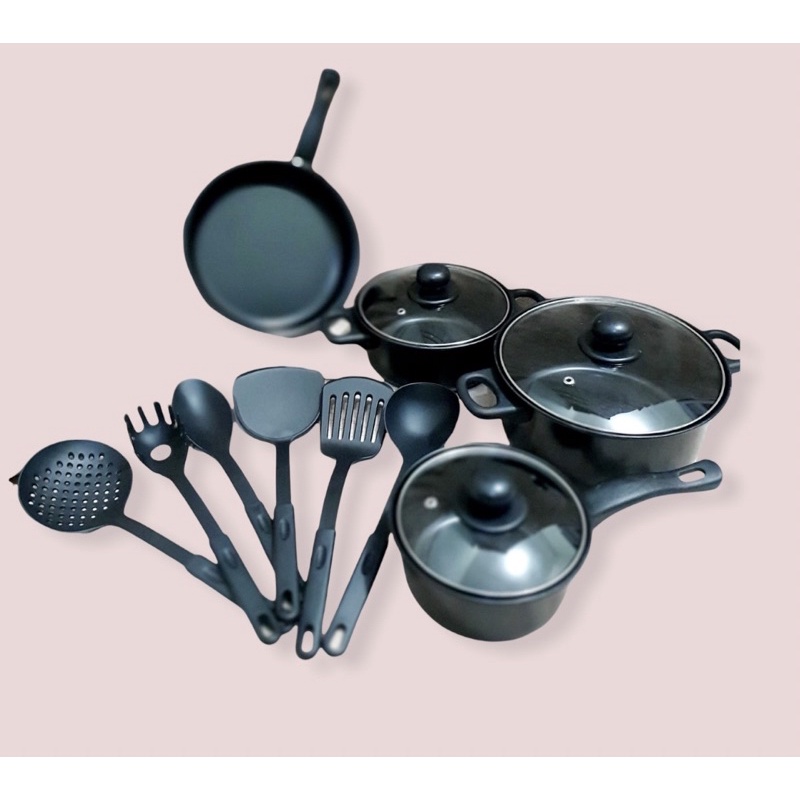 COOKWARE 13 PIECES HITAM SET ALAT MASAK