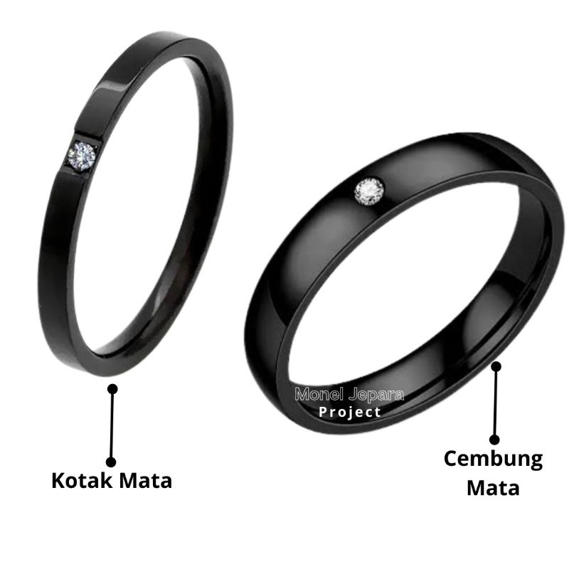 Cincin Hitam Mata (Cembung &amp; Kotak)