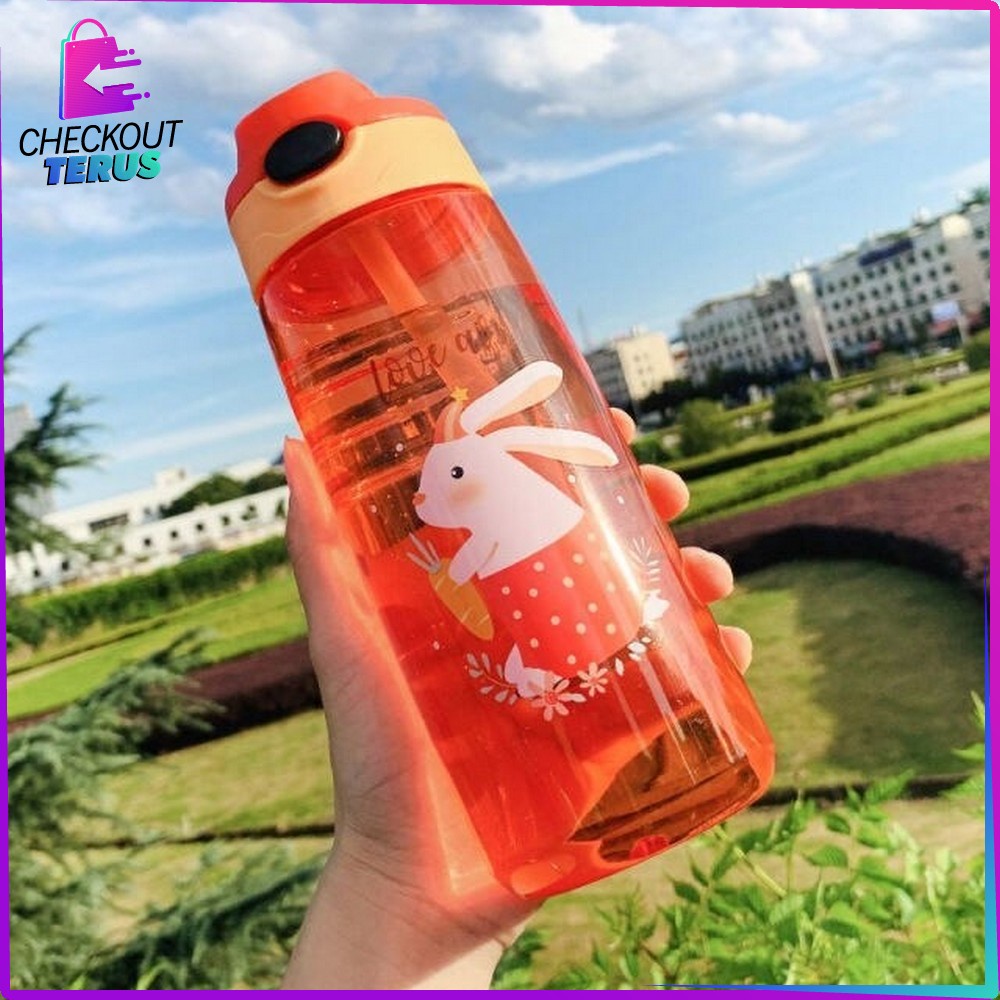 CT C309 Botol Air Minum 550ML BPA FREE Botol Minum Anak Motif Lucu dengan Sedotan Food Grade Tempat Air Minum Anak Karakter