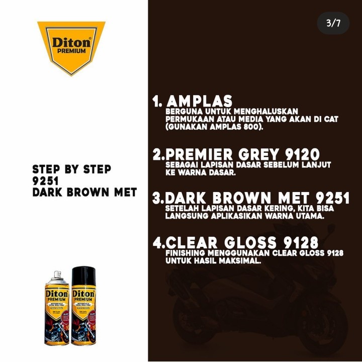 Pilok Pilox DITON Premium V9251 Dark Brown Met / Coklat Metalik / Vespa Coklat  (400cc/400ml)