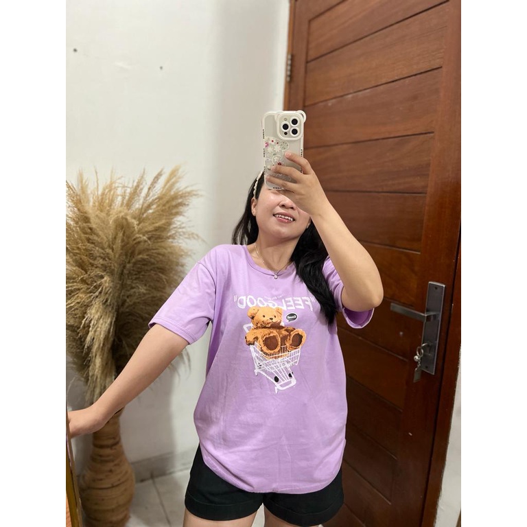 KAOS KERANJANG BEAR | BAJU TUMBLR TEE SHIRT OVERSIZE DUSTY ROSE BLUE HITAM BEIGE | TUMBLR TEE | KOREA STYLE | FEEL GOOD ROSE