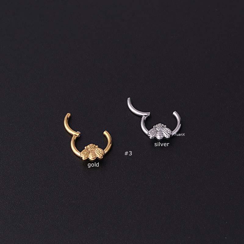 1pc Anting Tindik Hypoallergenic Bentuk Lebah Bahan Stainless Steel