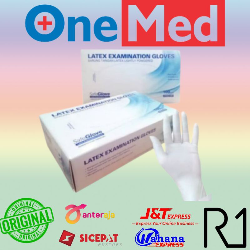 sarung tangan latex handscoon safe glove examination isi 100pcs