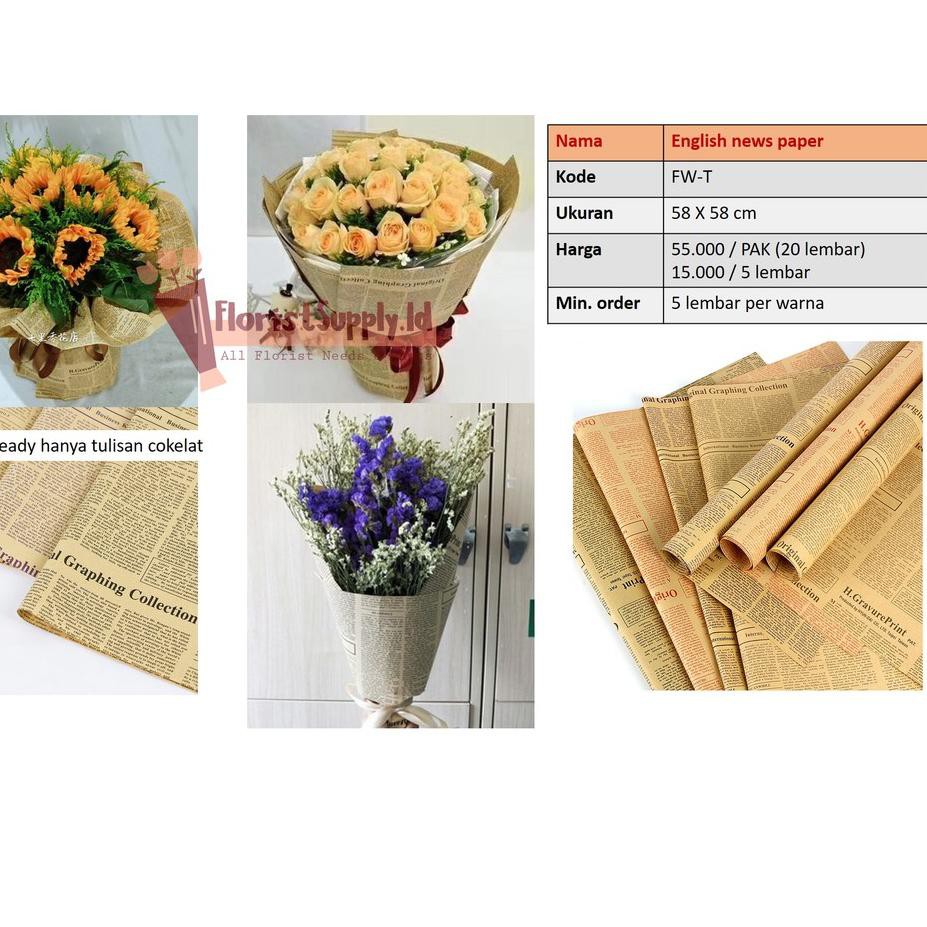 

Model Baru JLJ 5 lembar English news paper wrap/kertas bunga - FWT AI Seller'