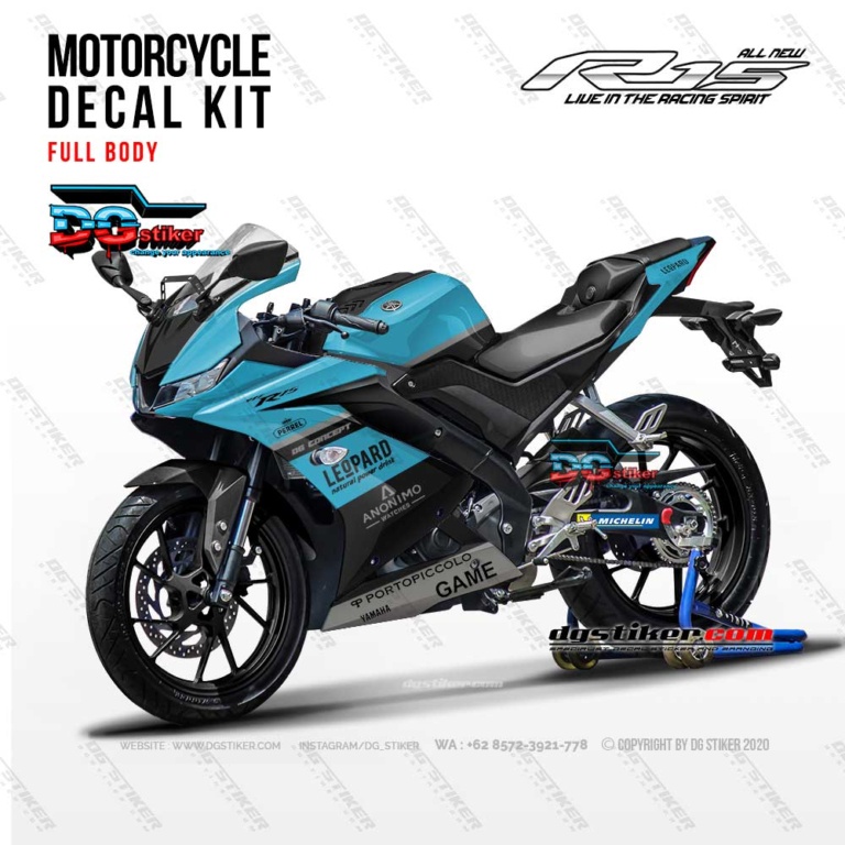 Decal R15 V3 Biru muda Leopard DG Stiker