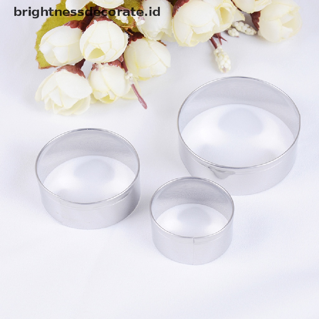 3pcs / set Cetakan Biskuit Bentuk Bulat Bahan Stainless Steel