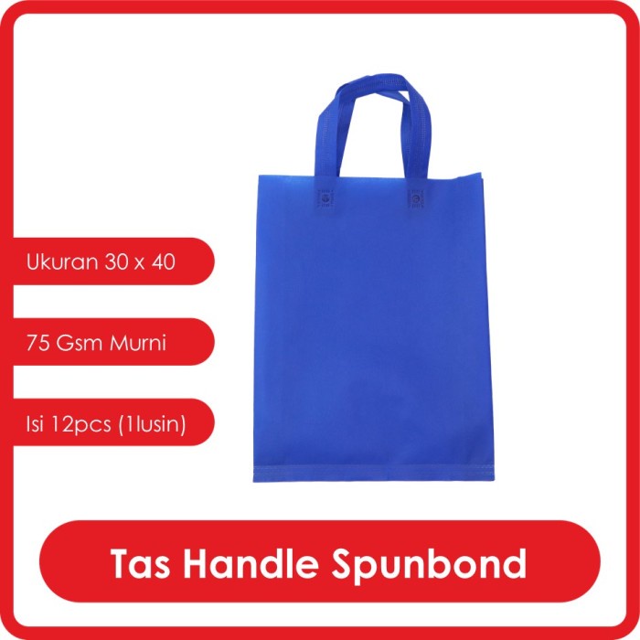 

Ginger- GOODIE BAG SPUNBOND HANDLE LUSINAN 30x40 / Tas Belanja Murah (Biru)