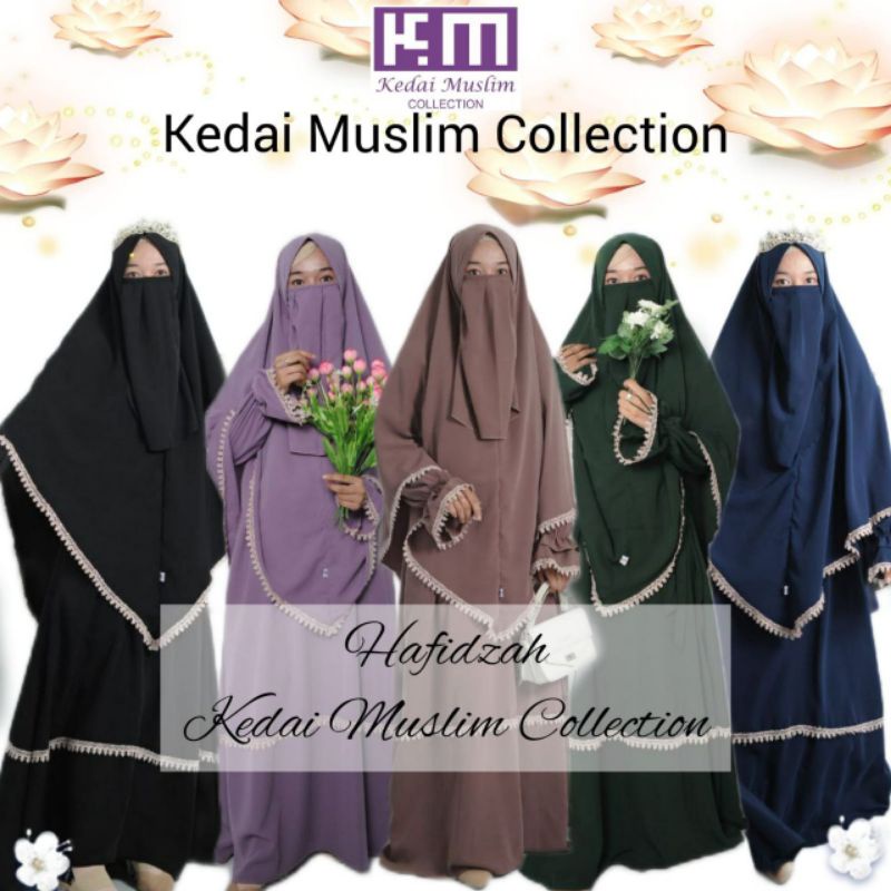 Gamis Muslim Syar'i Terbaru Hafidzah Renda Free Cadar dan Bros by kedai Muslim collection