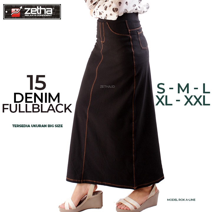 Rok Panjang LineA Denim Fullblack