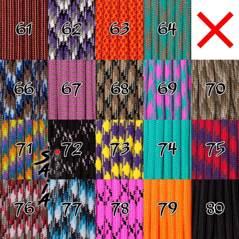 Tali paracord 4mm untuk membuat kerajinan gelang lanyard gantungan #61-80 | SAIA CRAFT