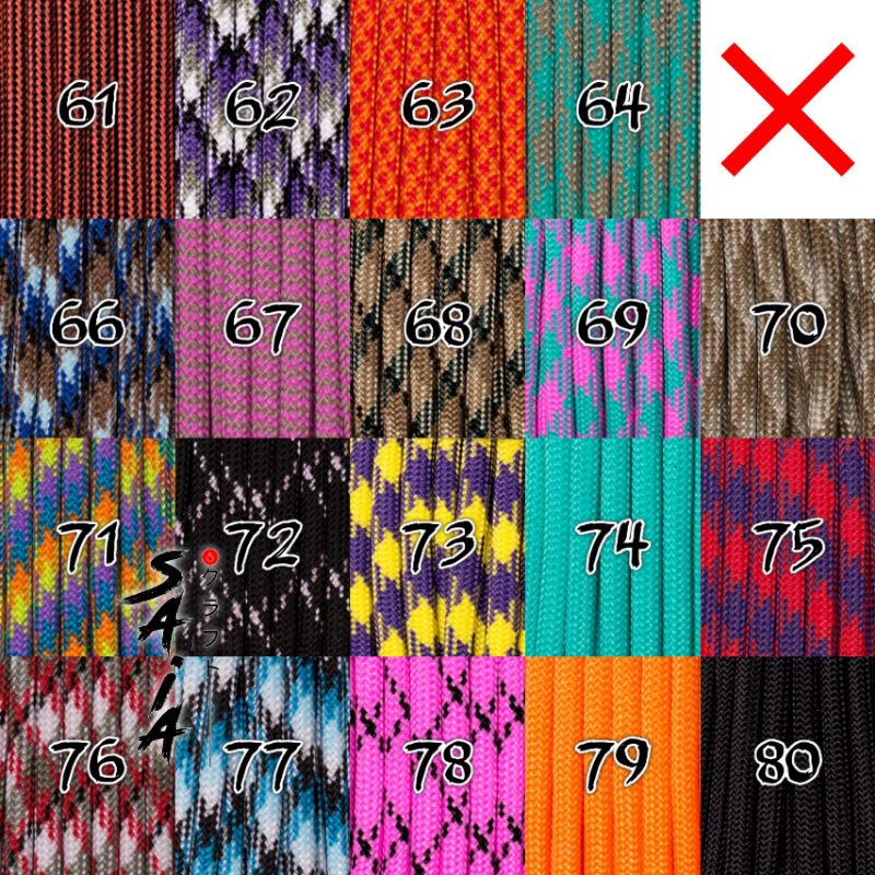 Tali paracord 4mm untuk membuat kerajinan gelang lanyard gantungan #61-80 | SAIA CRAFT