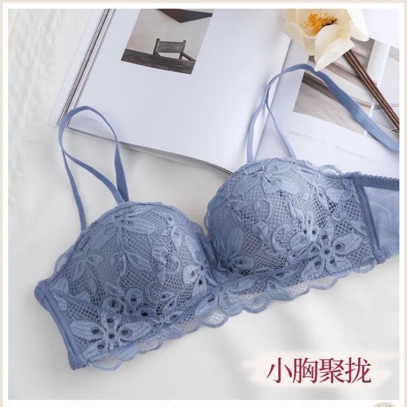 Miss H ~ 133 New Bra Wanita Halus BH Model Tanpa Kawat Import Bahan Renda Motif Floral Pakaian Dalam