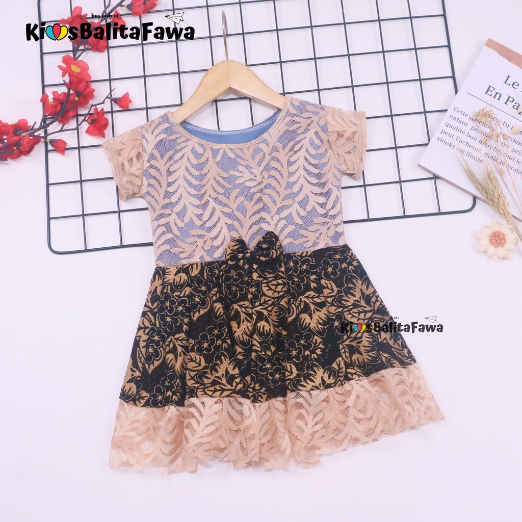 Dress Brukat Davina uk Bayi 3-12 Bulan / Dres Brokat Anak Perempuan Cewek Pakaian Model Baju Import