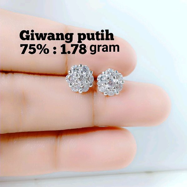 anting emas putih kadar 75 persen 1.78 gram