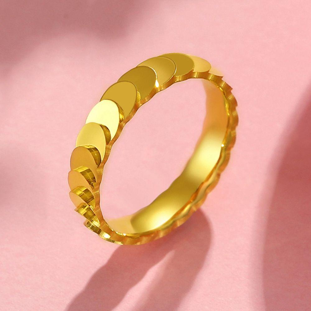 Mxbeauty Cincin Jari Wanita Pesta Ins Pasangan Hadiah Warna Emas Untuk Pria Cincin Buku Jari Sederhana