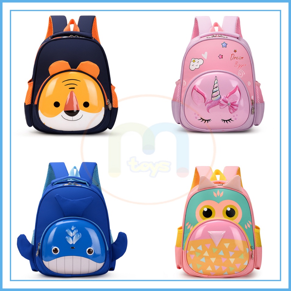 [MTOYS] Tas Ransel Anak Sekolah PG/PAUD lucu keren motif timbul karakter kartun hewan 3D Dimensi untuk Cowok/Cewek- Kualitas Import Premium -M0178