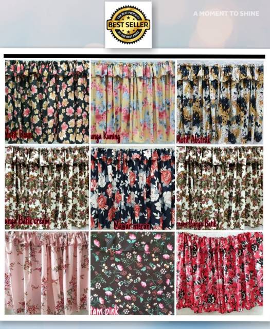 Gorden kolong dapur uk 100 x 75 cm free tali SEMUA MOTIF READY STOK BAHAN KATUN PREMIUM TEBAL