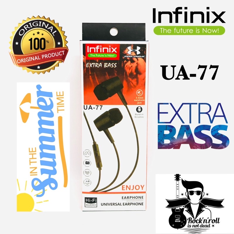 GROSIR HANDSFREE INFINIX UA77 EXTRABASS FOR HOT NOTE SMART 4 5 6 7 8 9 10