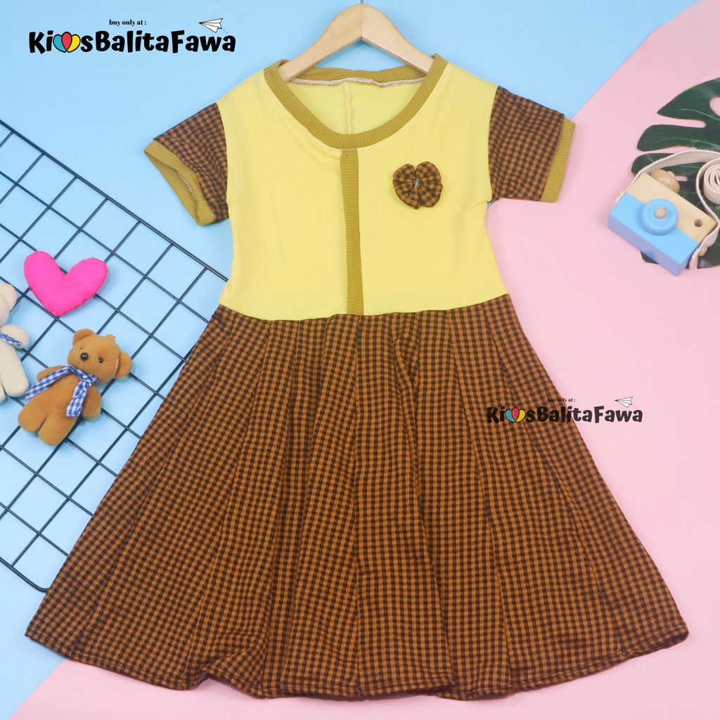 Dress Maudy Size 5-6 Tahun / Dres Anak Perempuan Murah Baju Cewek Gaun Lengan SD Pesta Import