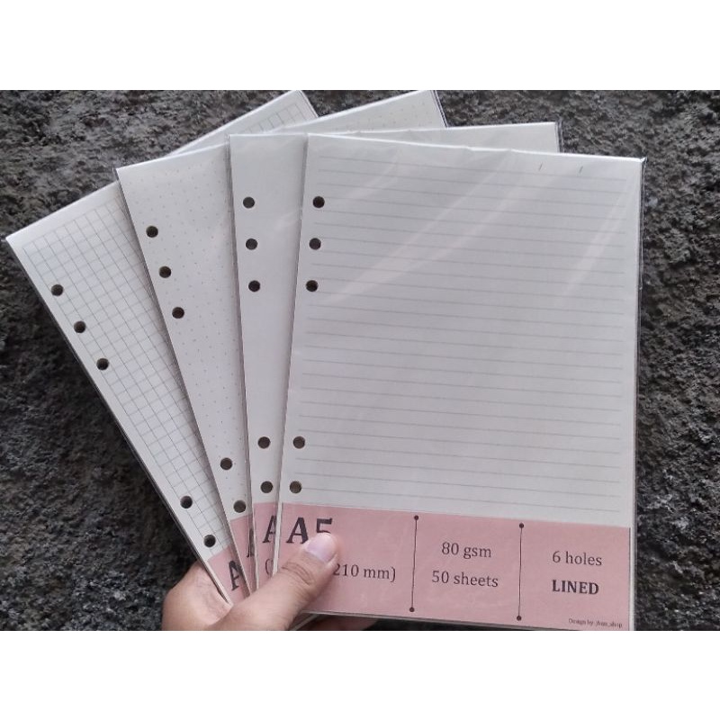 

● LOOSE LEAF A5 6 Lubang Warna Ivory/ Isi Binder Warm White