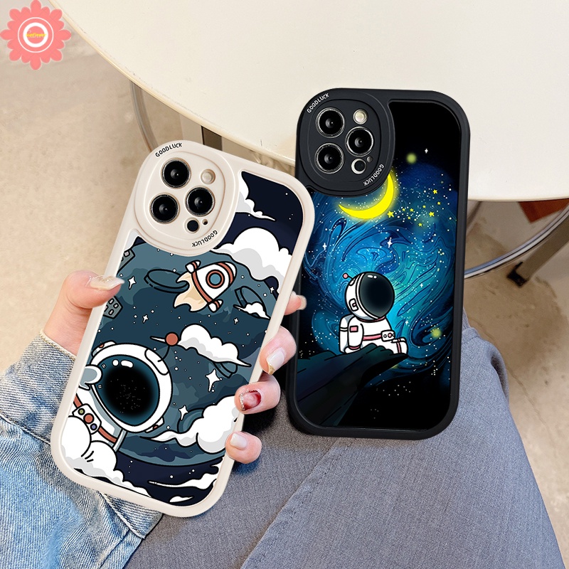 Soft Case TPU Motif Kartun Astronot NASA Untuk iPhone 11 12 13 Pro MAX 7plus XR 6 6s 7 8 Plus X XS MAX SE 2020