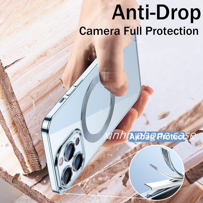 Soft Case Transparan Electroplating Dengan Ring Magnetik Untuk iPhone 13 12 11 Pro X XS MAX XR 7 8 Plus