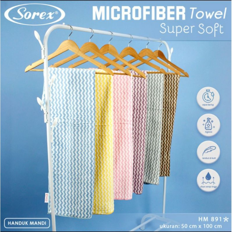 Handuk Bayi Sorex Super Soft Jumbo 70x140 / 50x100 cm HM886/891 Microfiber Towel Motif Zigzag Daya Serap Tinggi