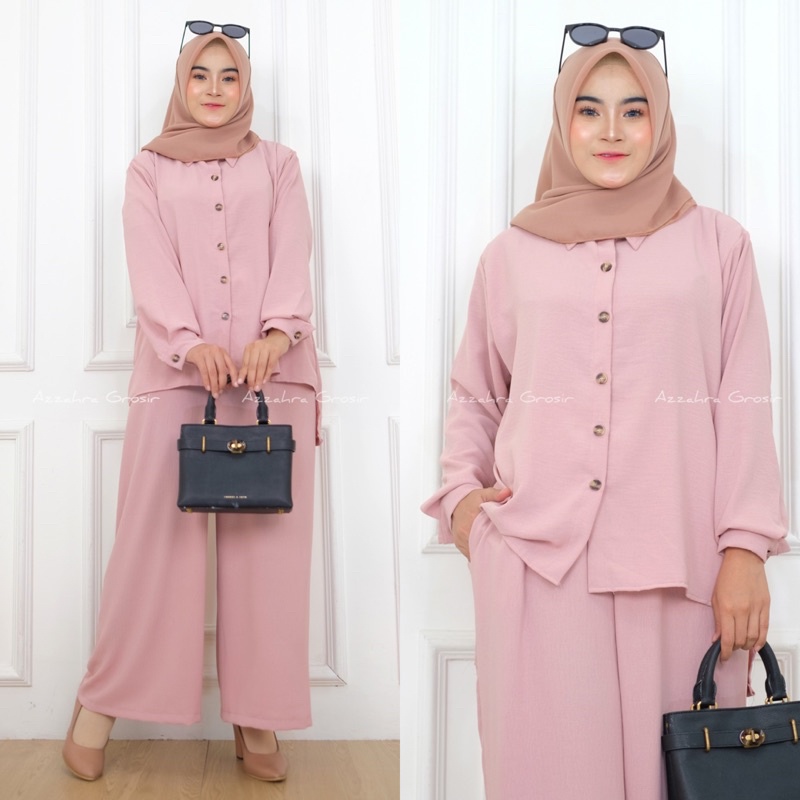 VIRA SET KULOT Ld116 - SetCel KULOT Crinkle Jumbo Oversize One Set Wanita / 365-6919