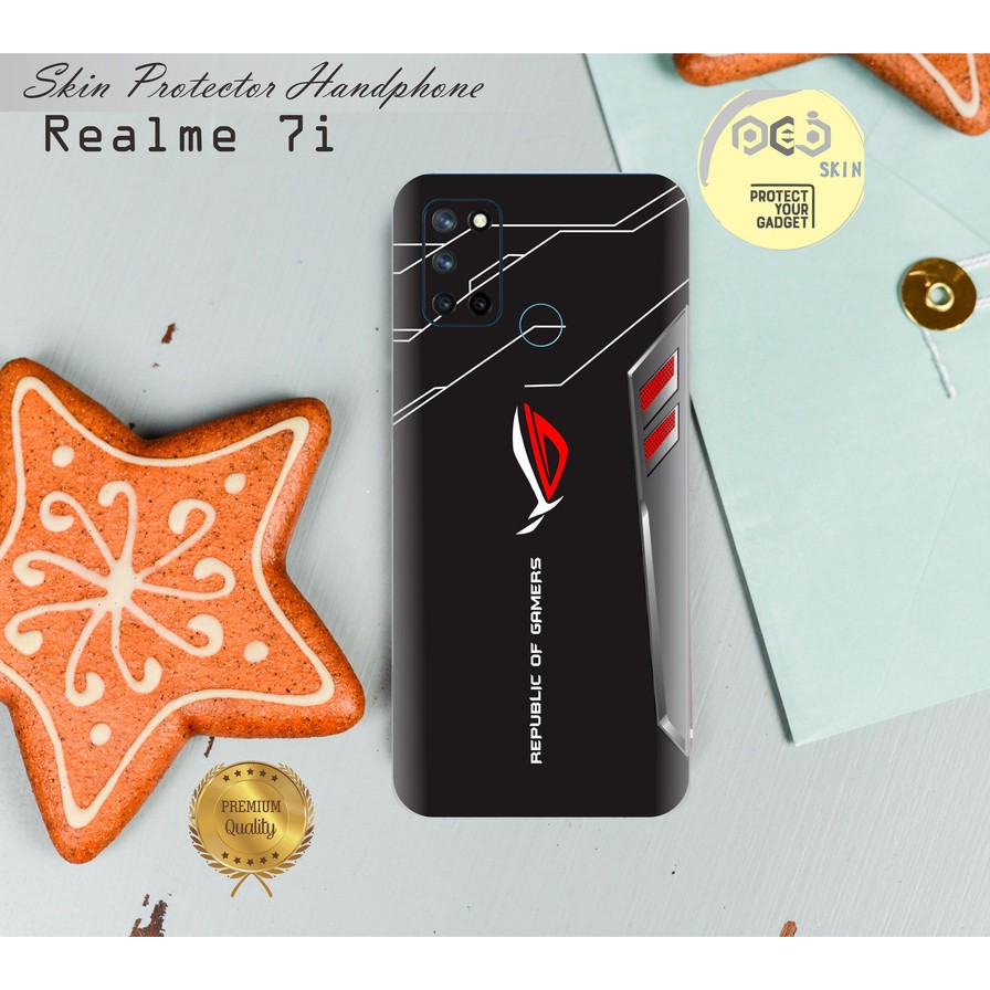 Garskin HP Realme 7i Motif Asrog Black   - Free custom Motif