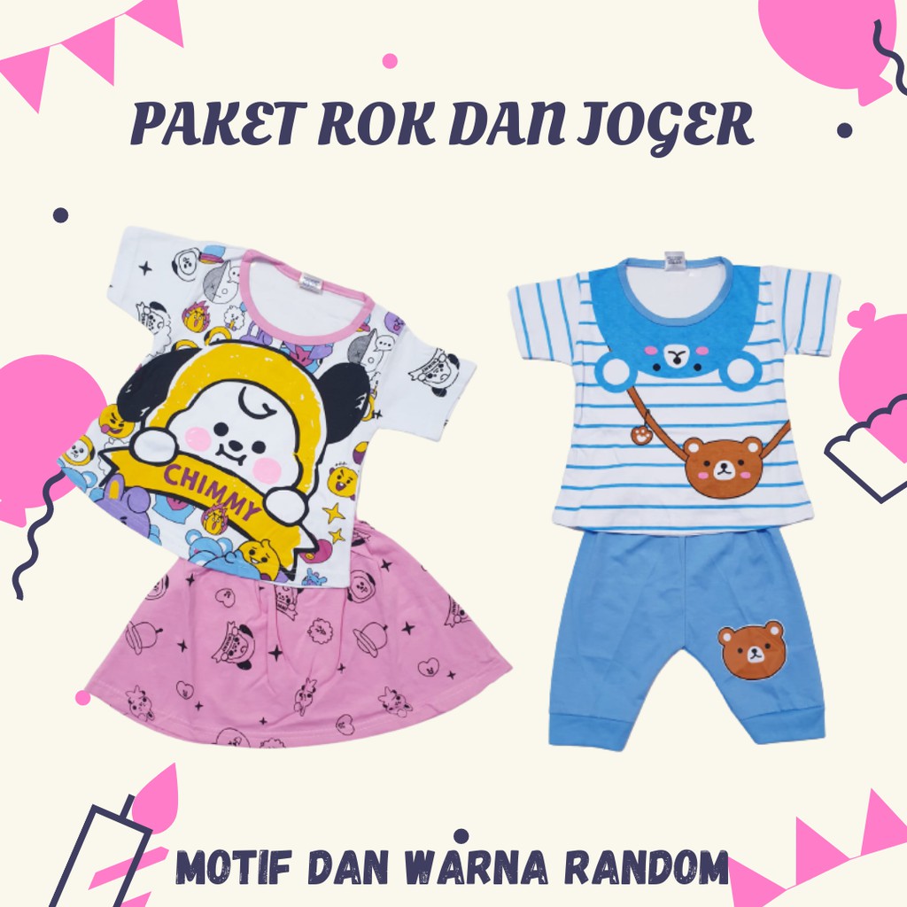 PAKET hemat rok dan joger baju baby pakaian bayi atasan dan bawahan harian