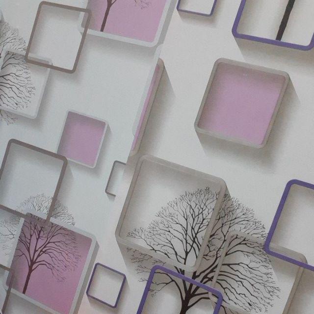 Wallpaper Dinding Sticker Kotak Ungu