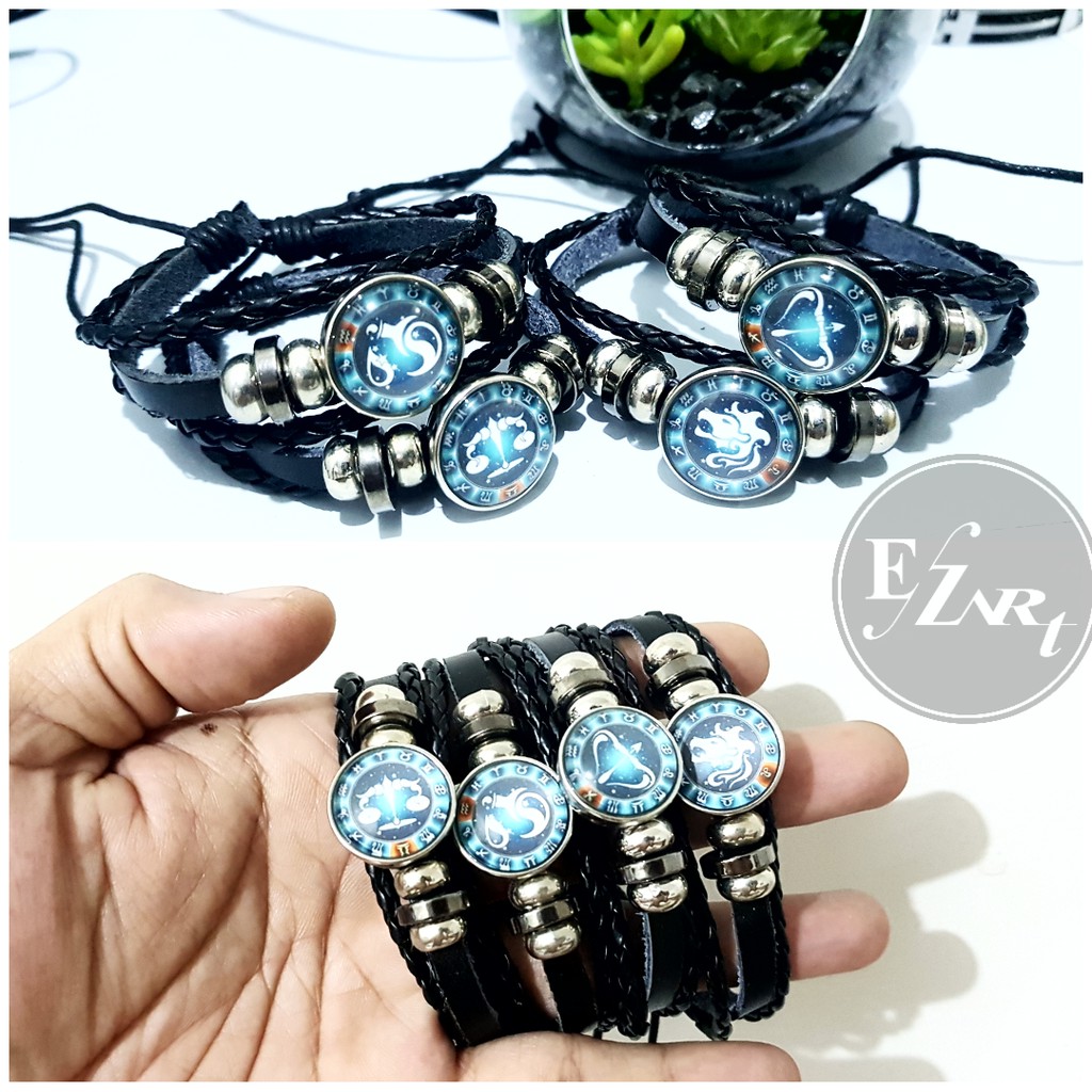 MODEL TERBARU! Gelang Rasi Zodiak 12 Zodiac Constellation Kulit Kepang Multilayer Keren