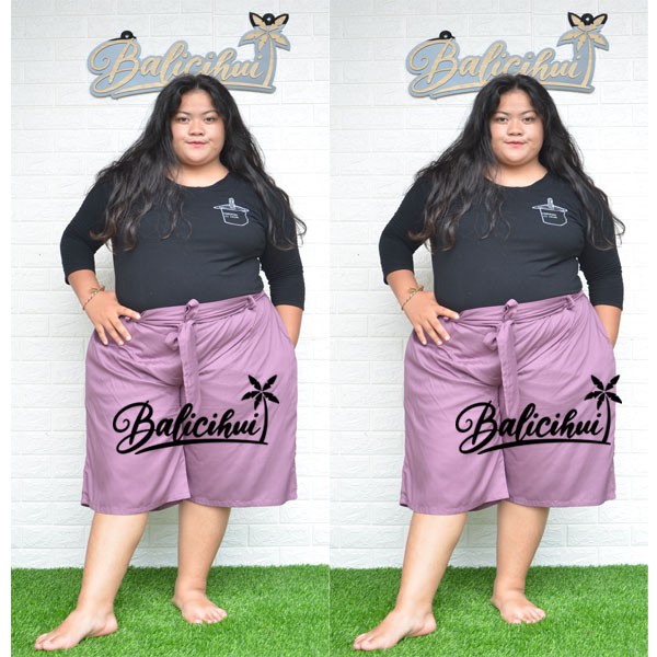 Balicihui Celana 3/4 Jumbo Celana Tanggung Wanita Celana Wanita Celana Big Size Celana Plus Size