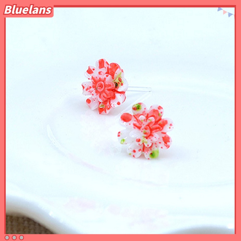 6 Pasang / Set Anting Tusuk Mini Portable Aneka Warna Bahan Resin Untuk Wanita