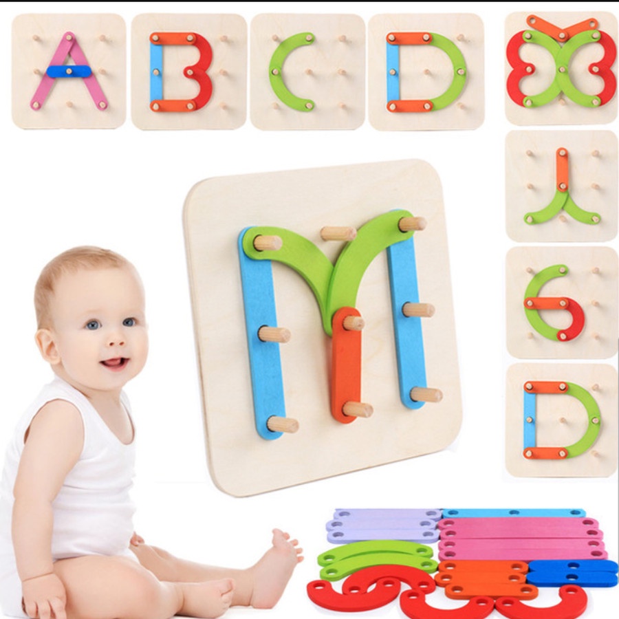 montessori toys wooden geometric shape letter number sorter