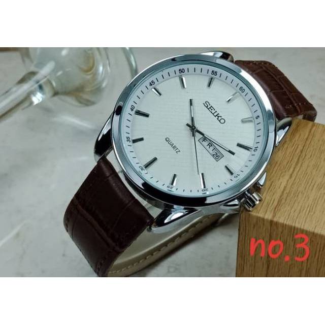 Jam Tangan Wanita Seiko Tali Kulit Tanggal Hari Aktif  - JamTangan Wanita Tali Kulit - Seiko Kulit 2