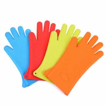 [1 PCS] Sarung Tangan Silikon Anti Panas Heat Resistance Kitchen Glove / Sarung Tangan untuk Masak Oven Cuci Piring Bahan Silikon Food Grade Anti Slip Lembut Tebal Tahan Panas Nyaman Aman / Rubber Gloves Sarung Pelindung Tangan Masak Termurah Berkualitas