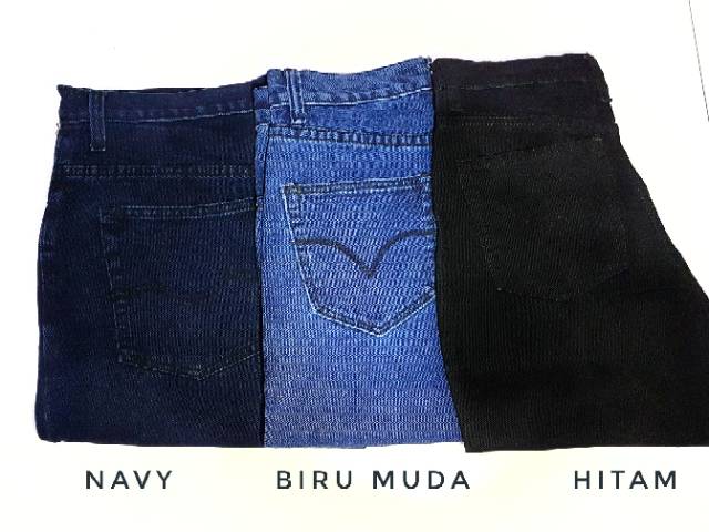 Celana Jeans Pria Cowok  [ BAHAN GRADE A ]  Jin Celana Panjang Jean Denim Biru Hitam Standar Reguler