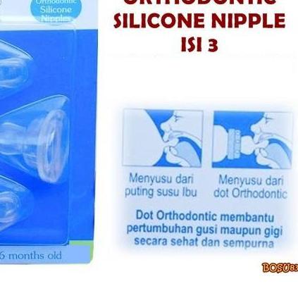✻ Dot Huki Dot Gepeng Orthodontic Silicone Nipple Isi 3 Pcs / Dot Bayi Gepeng HUKI / HUKI DOT BAYI ֍