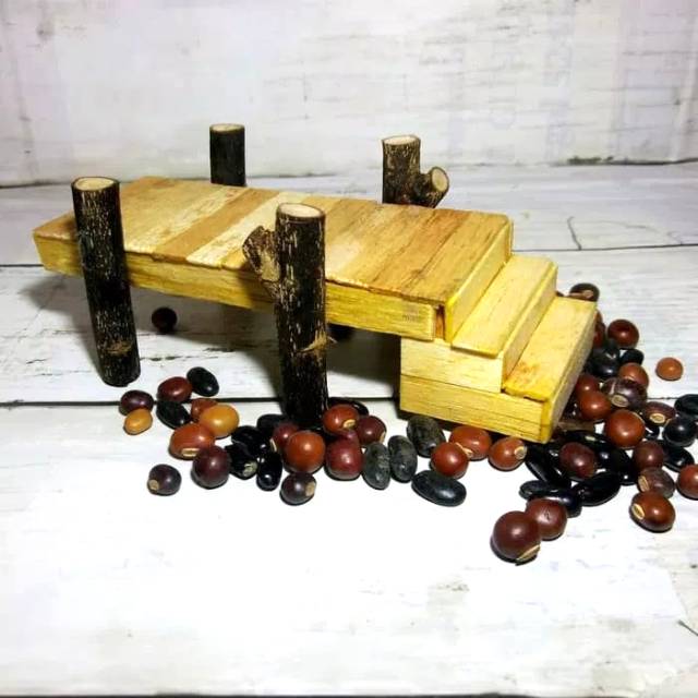 Jembatan Kayu Miniatur Dekorasi Wooden Bridge Miniature Aksesoris Terarium Taman