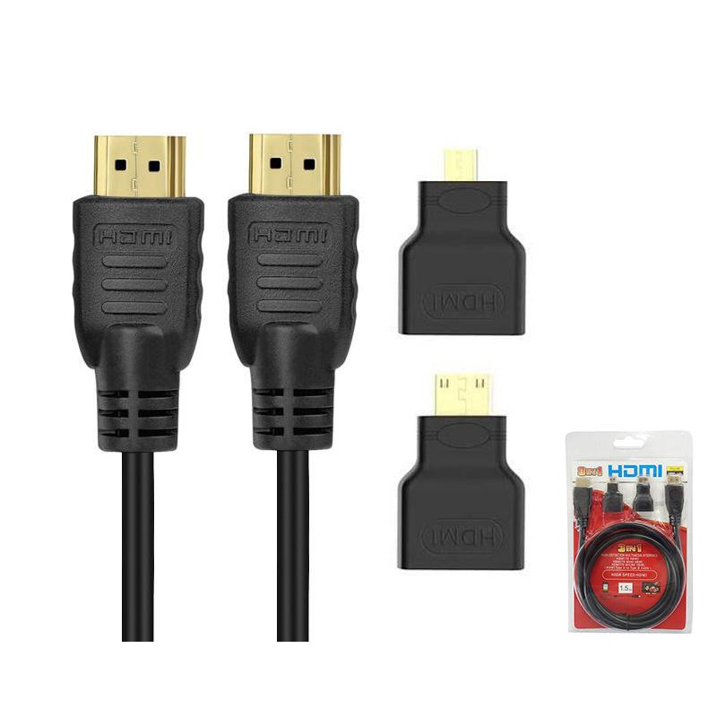 Kabel hdtv to hdtv 1.5m 4k 2k with connector gender Mini micro hdtv 3in1 - Cable hdtv 3 in 1