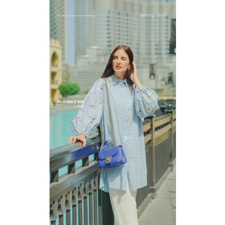 Marsha Shirt Blue Benang Jarum Size L