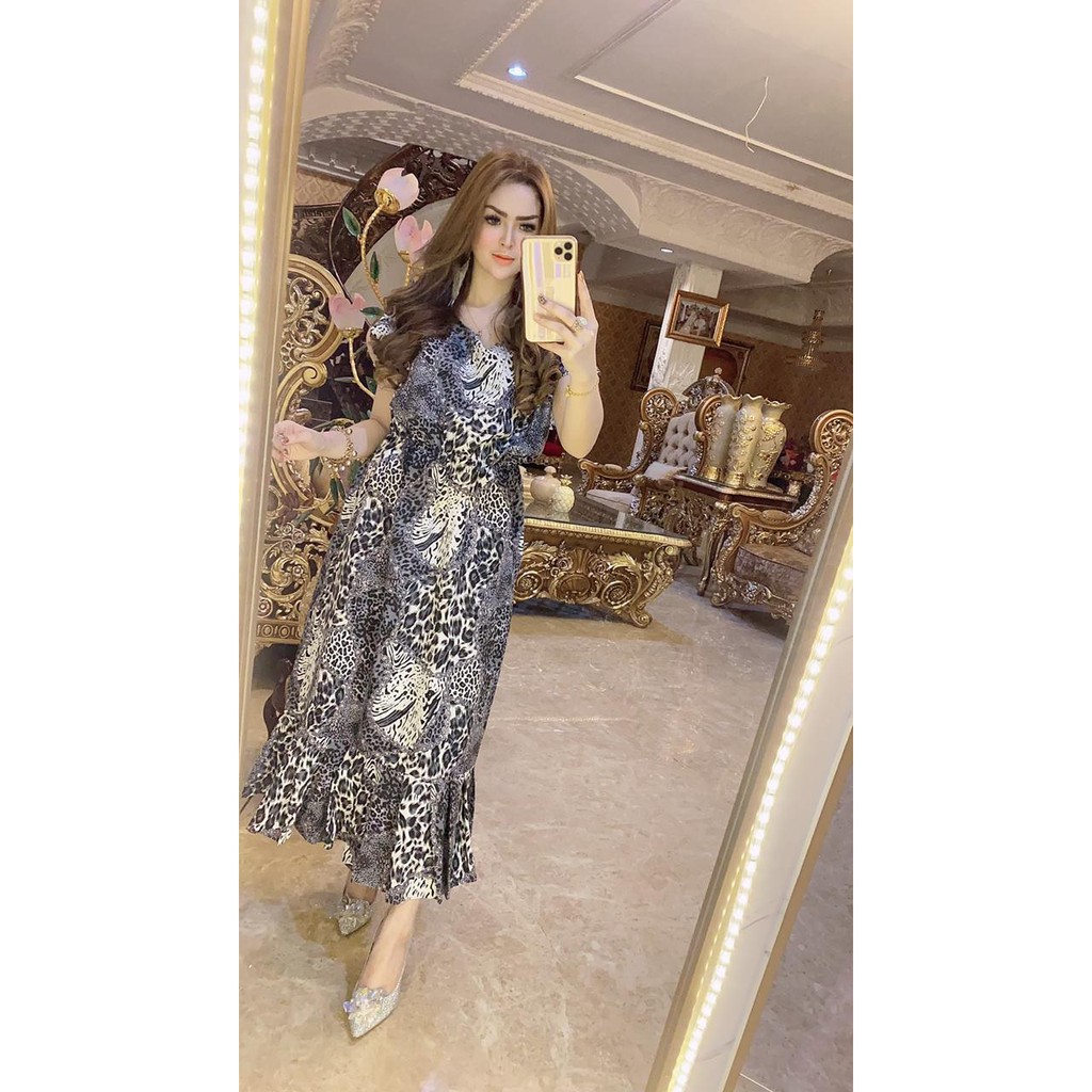 home dress daster bumil busui manohara motif leopard macan pigmen