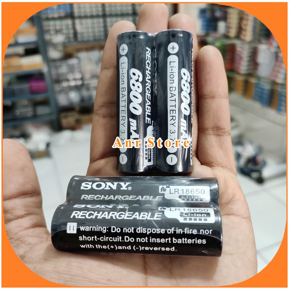 SONY 6800 mAh 18650 BATERAI SENTER POLICE SWAT ISI ULANG MODEL RATA DAN KEPALA