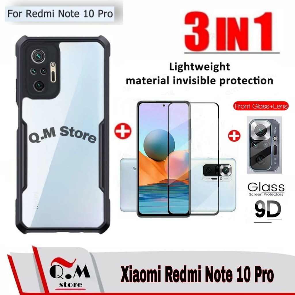 PROMO 3-IN-1 Case XIAOMI REDMI NOTE 10S /Note 10/Note 10 5G /NOTE 10 PRO TRANSPARAN Softcase Premium