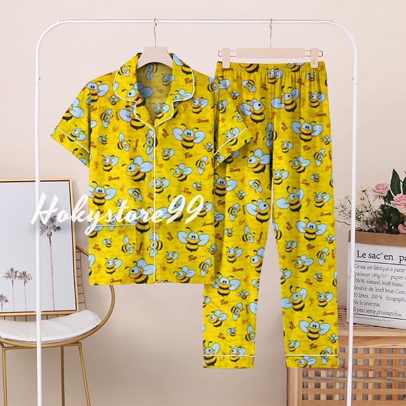 Hokystore99 - Piyama Wanita Dewasa Lengan Pendek Celana Panjang / Baju Tidur Wanita Dewasa (Part.1)-Lebah