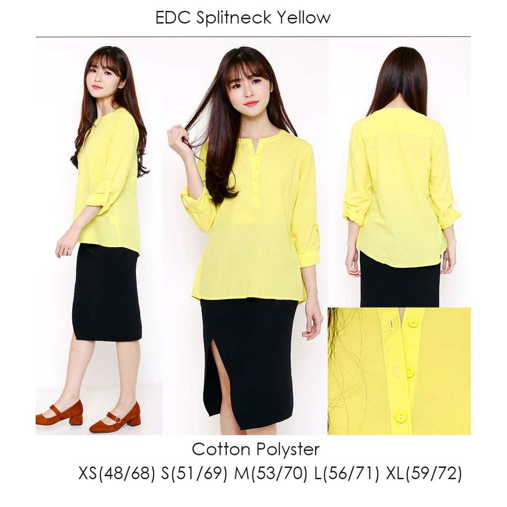 Esprit Blouse Branded EDC SPlitneck Yellow