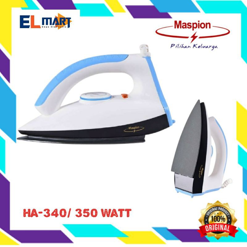 Setrika Listrik Maspion HA340 - HA 340 Dry Iron Gosokan Baju 350 watt