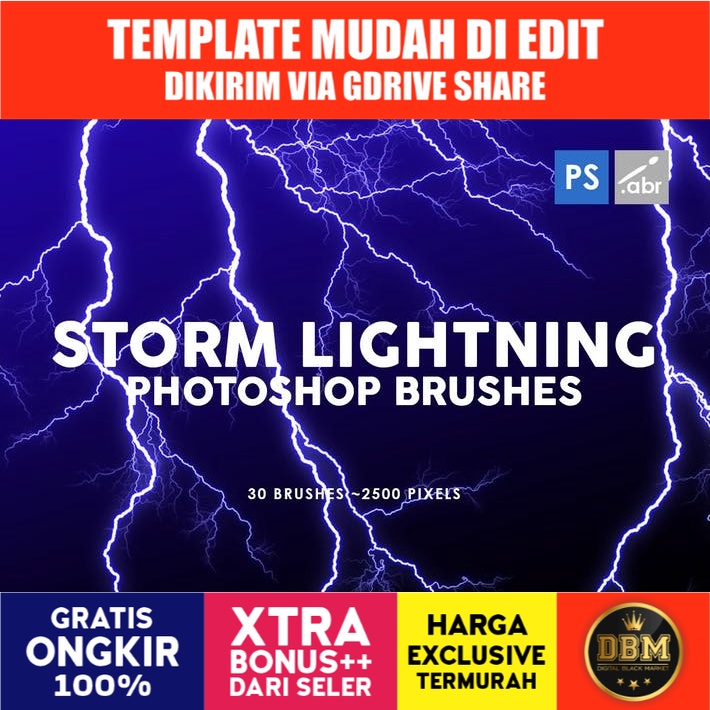 30 Storm Lightning Ptohoshop Stamp Brushes